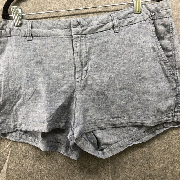 Gap City 3'' Short Womens 16 Linen Cotton Chambray Blue Flat Front - Picture 4 of 10